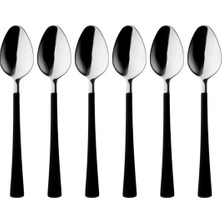 6 Parça Çay Kaşığı Seti, Paslanmaz Çelik, Gümüş Siyah, 11 cm