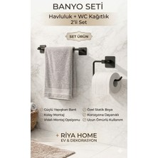 Riya Home Ev & Dekorasyon Kare Yapışkanlı Uzun Havluluk, Tuvalet Kağıtlığı 2’li Set