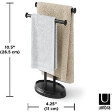 Umbra Palm Lavabo Için Havlu Askısı, Serbest Duran Havlu Askısı, Iki Kollu Metal Takı Koyma Yeri Ile, Siyah, Standart Boyut