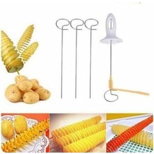Spiral Patates Dilimleyici Seti, Paslanmaz Çelik Şişler ve Kesici ile Patates Twister Makinesi