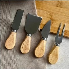 4 Parça Paslanmaz Çelik Peynir Bıçağı Seti (13 Cm) - Şık Sunumlar Için Ergonomik Saplı Peynir Bıçakları