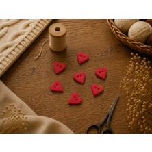 Bkc Ticaret 6'lı Kırmızı El Yapımı Polimer Kil Kalp Düğme 1,5 cm – Dekoratif Örgü, Bebek Yeleği ve Amigurumi Düğmesi