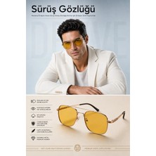 Transformacion Parlama Önleyici Gece Sürüş Gözlüğü - Anti-Fog Sis ve Far Işığı Engelleyici Sarı Camlı Metal Rose Çerçeveli Sürüş Görüş Gözlüğü 721853