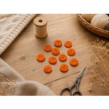 Bkc Ticaret 6'lı Turuncu El Yapımı Polimer Kil Düğme 2 cm Yuvarlak Dekoratif Örgü Hırka Yelek Amigurumi Düğmesi
