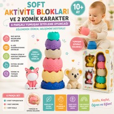 Trust Store Soft Aktivite Blokları ve 2 Komik Karakter 6 Parçalı Yumuşak Istifleme Oyuncağı Eğitici Aktivite Seti