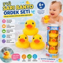 Trust Store 3\'lü Sarı Banyo Ördek Seti Yumuşak Suda Yüzen Sevimli Ördek Oyuncakları Bebek Banyo Oyuncağı