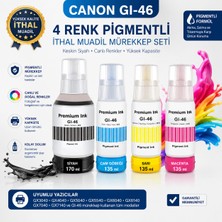 Oratek Canon Maxify Gı-46 GX7150 Uyumlu Pigmentli Muadil Mürekkep 4'lü Set 170 ml Siyah + 135 ml Renkli Ithal Yüksek Kapasiteli