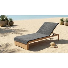 KOBEHOME%100 Pamuk Şezlong Havlusu Gri - Lacivert 80X200 cm