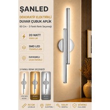 ŞANLED Dekoratif 20W Iç Mekan Krom Kasa 3 Renkli Işık 60 cm Duvar Aplik Elektrikli