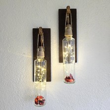 ST Dekor LED Işıklı, Ceviz Renkli Duvar Aplik, 2’li Set