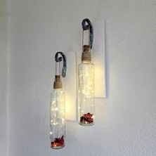 ST Dekor Dekoratif LED Işıklı, Şişe Model, Beyaz Duvar Dekor, Ikili Set