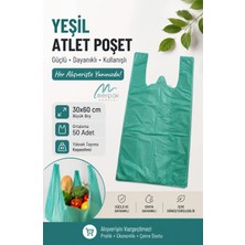 Merpak Ambalaj Kalın Yeşil Poşet Büyük Boy 1 kg Hışır Atlet Poşet 30X60 cm Çöp Poşeti Market Manav Poşeti
