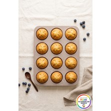Vivenda Silikon Muffin Kalıbı 12 Gözlü Kek Cupcake Kalıbı Zahmetsiz Ayrılan Fırın Kalıbı 30,5 cm