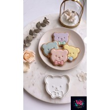 WLS Studio Papyonlu Ayıcık Kurabiye Kalıbı - Bebek Baby Shower Doğum Günü Kurabiye Şekillendirici Kalıp 7.5 cm