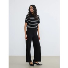 LC Waikiki  Lcw Lcw Modest Siyah Beli Lastikli Dokulu Kadın Pantolon