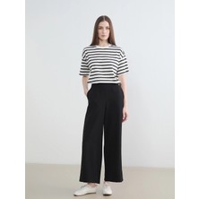 LC Waikiki  Lcw Lcw Modest Siyah Beli Lastikli Geniş Paça Kadın Pantolon