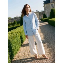 LC Waikiki  Lcw Lcw Modest Beyaz Beli Lastikli Geniş Paça Kadın Pantolon