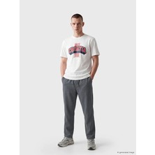 LC Waikiki  Lcw Xsıde Gri Loose Fit Keten Görünümlü Erkek Pantolon