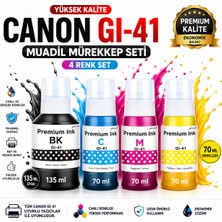 Oratek Canon Gı-41 G3480 Uyumlu Muadil Mürekkep 4'lü Set 135 ml Siyah + 70 ml Cyan Magenta Sarı Yüksek Kapasiteli