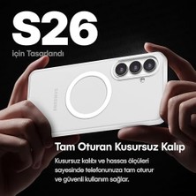 Hype Store Galaxy S26 Için Matt Flex Serisi Magsafe ile Uyumlu Yükseltilmiş Lens Çerçeveli Ultra Güçlü Darbeye Dayanıklı Yumuşak Silikon Kılıf (Beyaz, Galaxy S26)