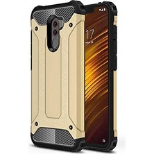 Hype Store Xiaomi Pocophone F1 ile Uyumlu Çift Katman Koruyucu Crash Military Tank Kılıf - Gold