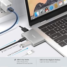 Hype Store Dual Usb-C Hub Çoklayıcı Adaptör | 4K HDMI 60Hz, USB 3.0, Pd Şarj Geçişli | Apple MacBook Air ve Pro (Çift Usb-C Modeller) ile Uyumlu | Alüminyum Gri
