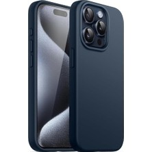 Hype Store & Aksesuar iPhone 15 Pro Max ile Uyumlu Içi Kadife Dışı Mat Yapıya Sahip Koruma Sağlayan Lansman Silikon Kılıf (Lacivert)