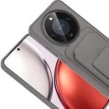 Hype Store Honor Magic 8 Lite 5g ile Uyumlu Kılıf Z-Bikart Kart Bölmeli Standlı Kilif, Deri Dokulu Yüzey, Darbe Emici Kenar Koruma, Arka Kapak Tasarımı Honor Magic 8 Lite 5g Kilif Gri