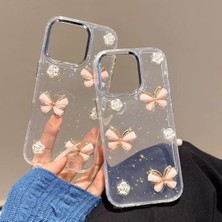 Hype Store 3D Pembe Kelebekli Çiçekli Şeffaf Simli iPhone 15 Pro Max Uyumlu Kılıf – Kamera Korumalı, Darbe Emici Silikon