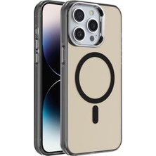 Hype Store iPhone 15 Magsafe Uyumlu Şeffaf Sert Telefon Kılıfı Manyetik Hizalama Ince Hafif Darbe Dayanıklı Kamera Korumalı Koruma Kapak Siyah