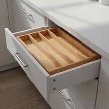 Hype Store Bambu Çekmece Içi Düzenleyici (37.5X25X4 Cm) | 4 Bölmeli, Hareketli Ayırıcılar | Kaşıklık, Dikiş, Ofis ve Mutfak Organizeri