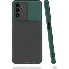 Hype Store Galaxy A04S ile Uyumlu Kılıf Slayt Sürgülü Arkası Buzlu Lensi Kapak - Koyu Yeşil