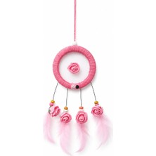 Es Dekor Pembe Çiçekli Çap 8 cm Dream Catcher