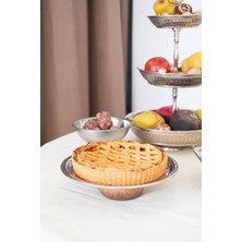 Hype Store Ahşap Ayaklı Çelik 23 cm Tatlı Meyve Servis/sunum Tepsisi