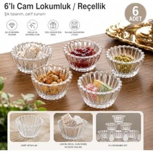 Hype Store 6'lı Cam Lokumluk Reçellik Seti – Şeffaf Desenli Cam Kase Takımı, Lokum, Reçel, Kuruyemiş ve Sos Sunumluk, Şık Servis Kasesi