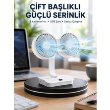 Shoppingfestr Sessiz Çalışan USB Şarjlı Çift Kafalı Masaüstü Fan – Ev ve Ofis Için Tk