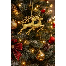 Hype Store Yılbaşı Ağacı Süsü Yılbaşı Geyiği Noel Süsü Geyiği Gold 2 Adet