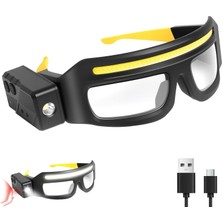 Hype Store Hareket Sensörü ve Dokunmatik Kontrollü LED Koruycu Güvenlik Gözlük, Gece Koşusu, Kamp, Balıkçılık, Bisiklet, Yürüyüş, Kitap Okuma Eller Serbest Aydınlatma Için 5 Modlu USB C Işıklı (Sarı)