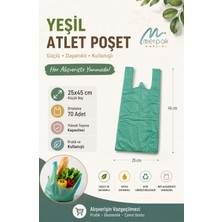 Merpak Ambalaj Kalın Yeşil Poşet Küçük Boy 1 kg Market Manav Poşeti 25X45 cm Çöp Poşeti Hışır Atlet Poşet