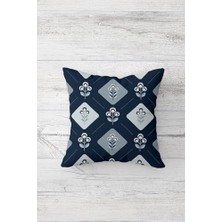 Hype Store Lacivert Mini Çiçekler Gizli Fermuarlı Kırlent Kılıfı Koltuk Yastık Kılıfı TAKIM(4ADET), Lacivert-Indigo 45 x 45
