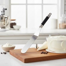 32 cm Siyah Çelik Pasta Sıvama Spatulası - Profesyonel Krema, Ganaj ve Hamur Spatulası