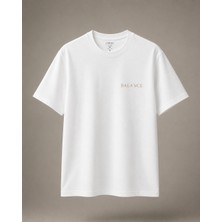 Lumora Store %100 Pamuk Balance Baskılı Unisex Oversize Tişört Füme