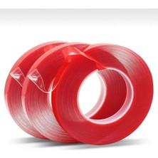 Empressco Silikonlu Çift Taraflı Montaj Bandı 18MM x 2mt Şeffaf Band Tablo Yapıştırıcı Ev Ofis Kullanımı