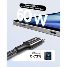 Hype Store Usb-C 60W 3A Qc Pd Örgülü Hızlı Şarj Kablosu, 2 Metre, Beyaz, 35254
