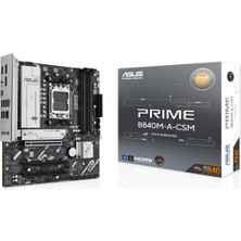 Asus Prime B840M-A-CSM Amd B840 Am5 Ddr5 7600 2xdp Hdmı 3x M2 Usb3.2 Rgb Matx Anakart (Kdo)