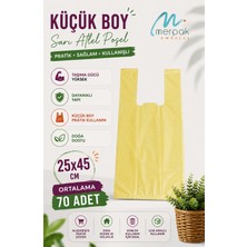 Merpak Ambalaj Kalın Sarı Poşet Küçük Boy 1 kg Market Manav Poşeti 25X45 cm Hışır Atlet Poşet Çöp Poşeti
