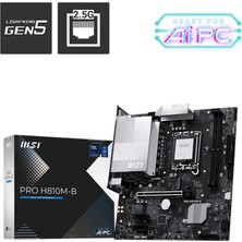 MSI Msı Pro H810M-B Intel H810 Soket 1851 Ddr5 6400+(OC)MHZ Matx Gaming (Oyuncu) Anakart (Kdo)