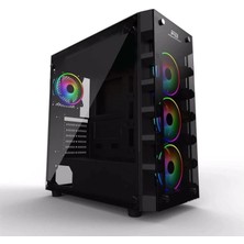 Powerboost X59RGB-650W 80+ USB 3.0 Tempered Glass 6 x Rgb Fanlı Gaming Kasa (JBST-X59RGB-650) (Kdo)