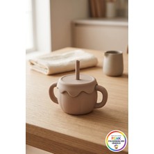 Vivenda Silikon Bebek Alıştırma Bardağı Kolay Kavranan Kulplu Pipetli Sızdırmaz Kapaklı 12X11 cm