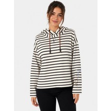 Neden Tekstil Kadın Çizgili Kapüşonlu Uzun Kollu Sweatshirt